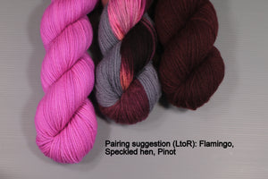 
                  
                    Flamingo | Hand Dyed 100% Merino Yarn from New Zealand | DK Weight 8 Ply | 100g
                  
                